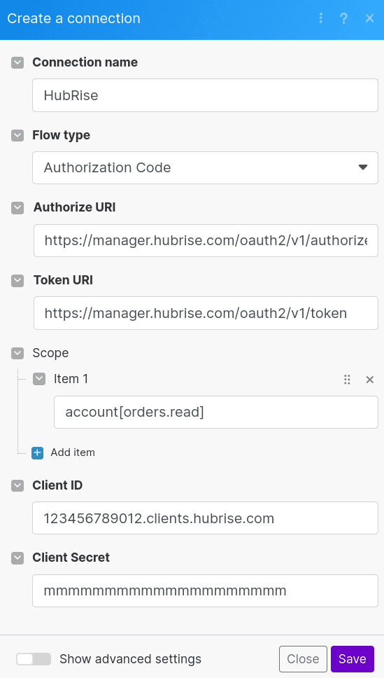 Connection setup