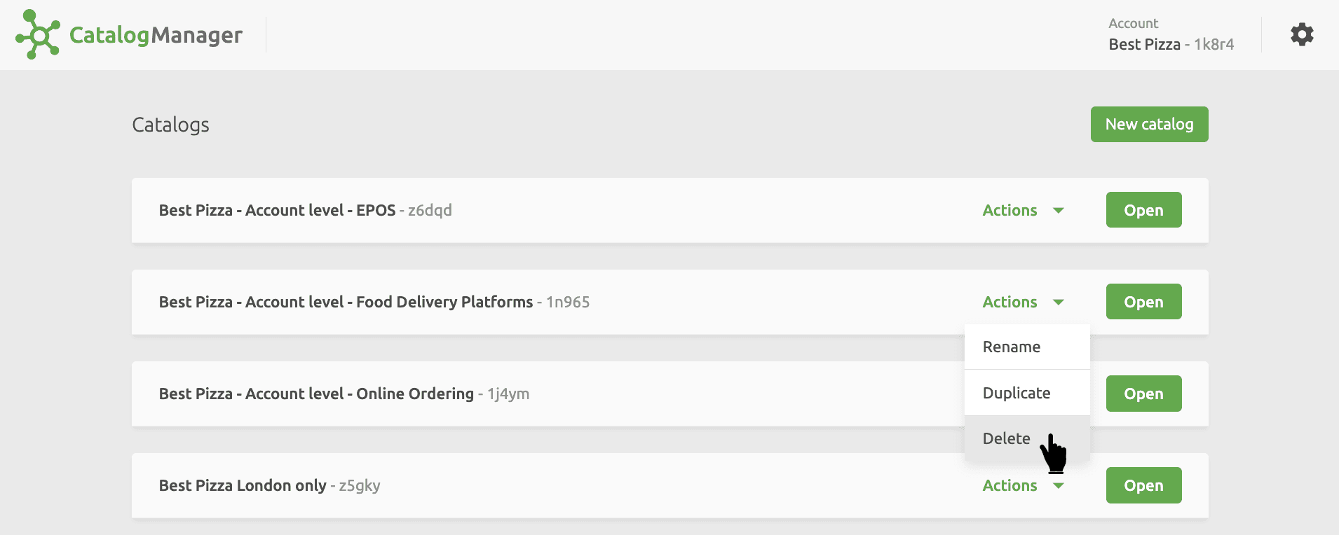Catalog Manager Catalog list