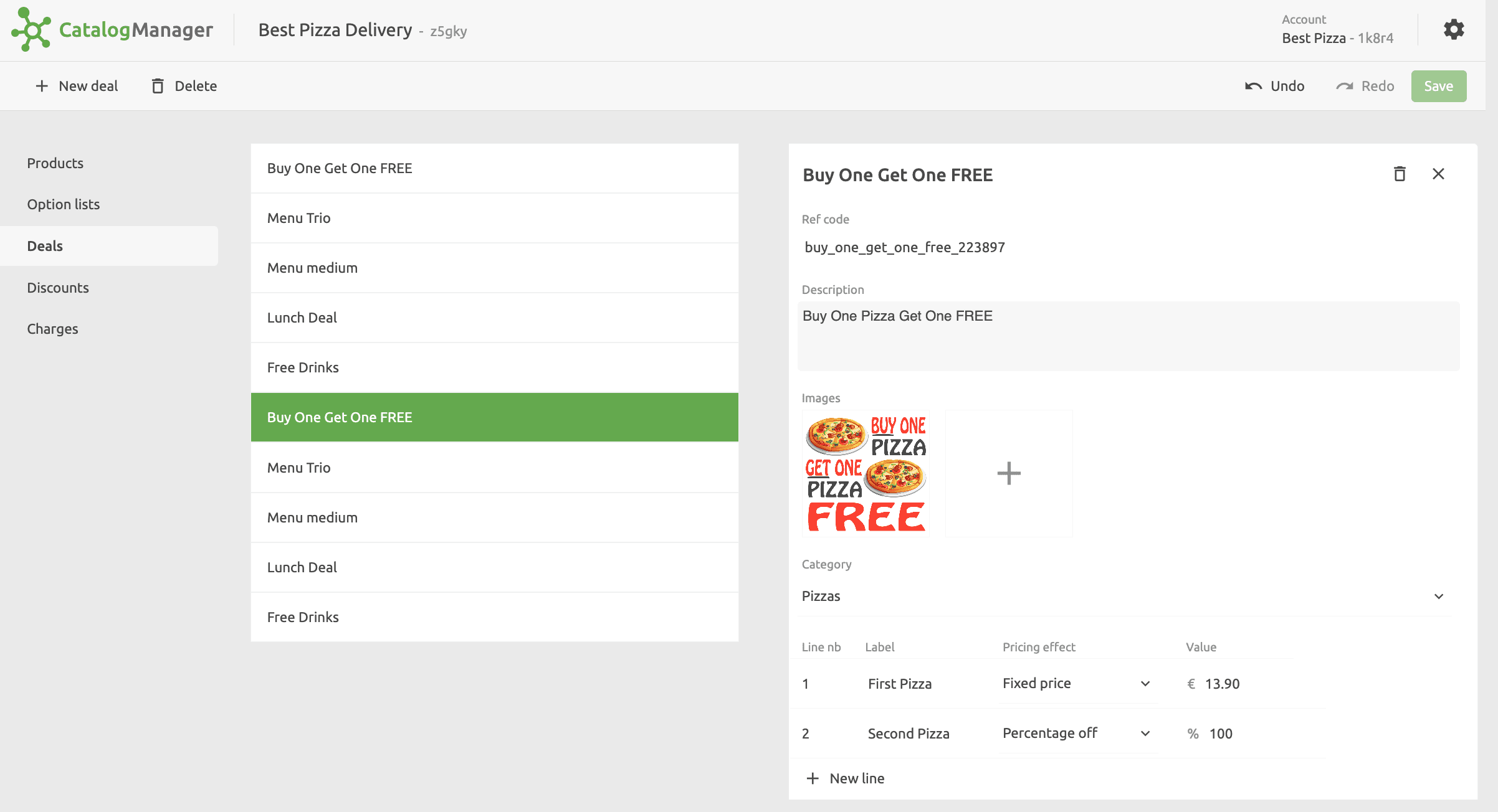 Catalog Manager Deals list