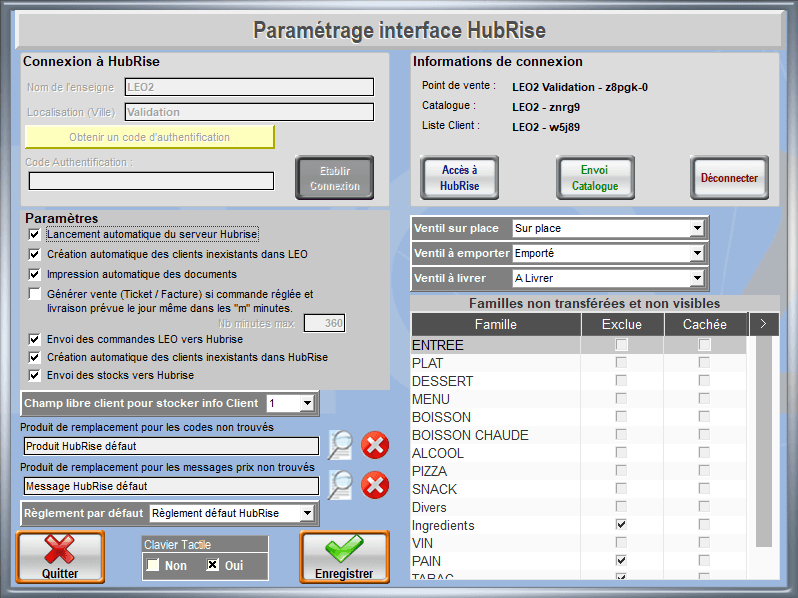 Associer les codes ref - Paramètres HubRise