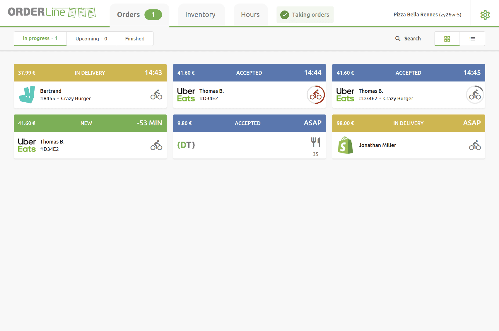 OrderLine Orders Tab