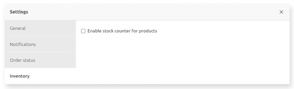 Inventory settings