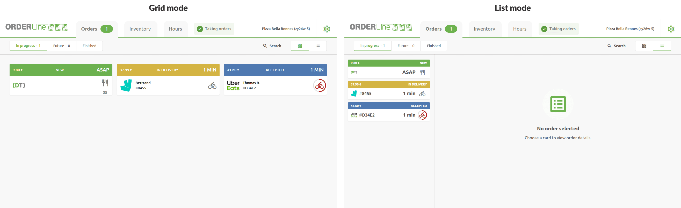 Grid and List mode in OrderLine