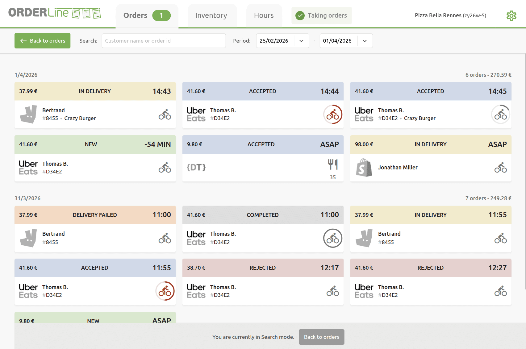 OrderLine Search