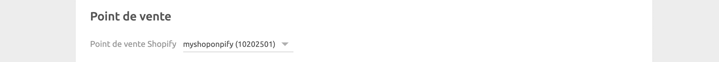 Page de configuration Shopify Bridge, Point de vente