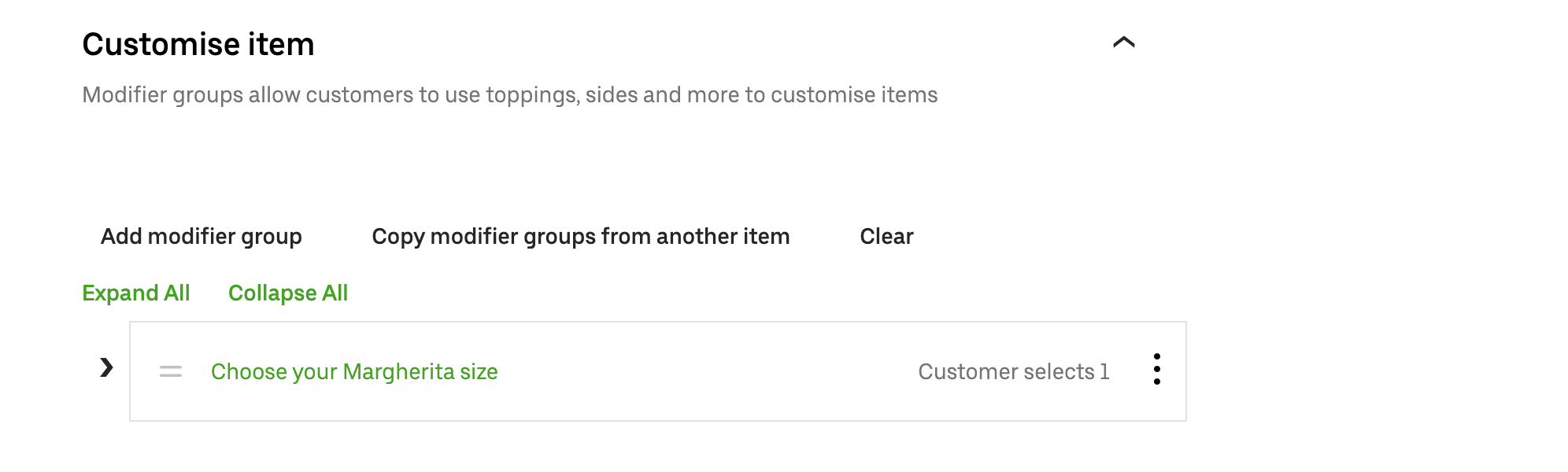 Main product customisation