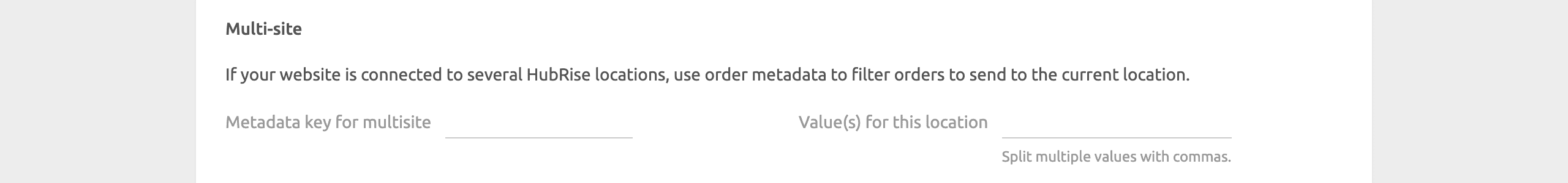 WooCommerce Bridge configuration page, multi-site