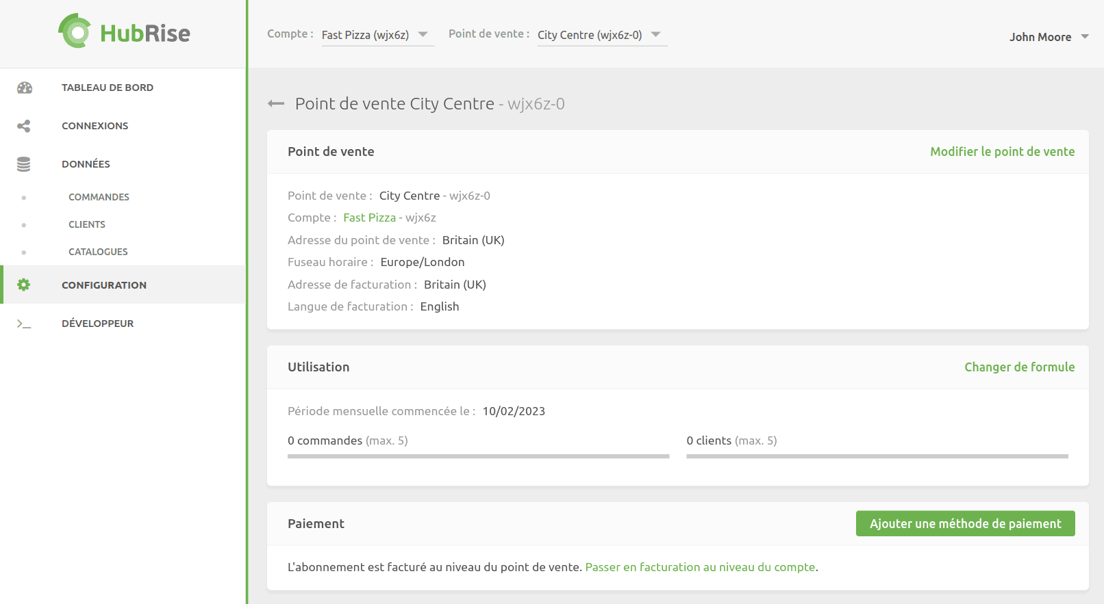 Passer en facturation au niveau du compte