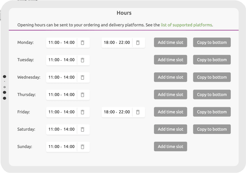 Control Opening Hours