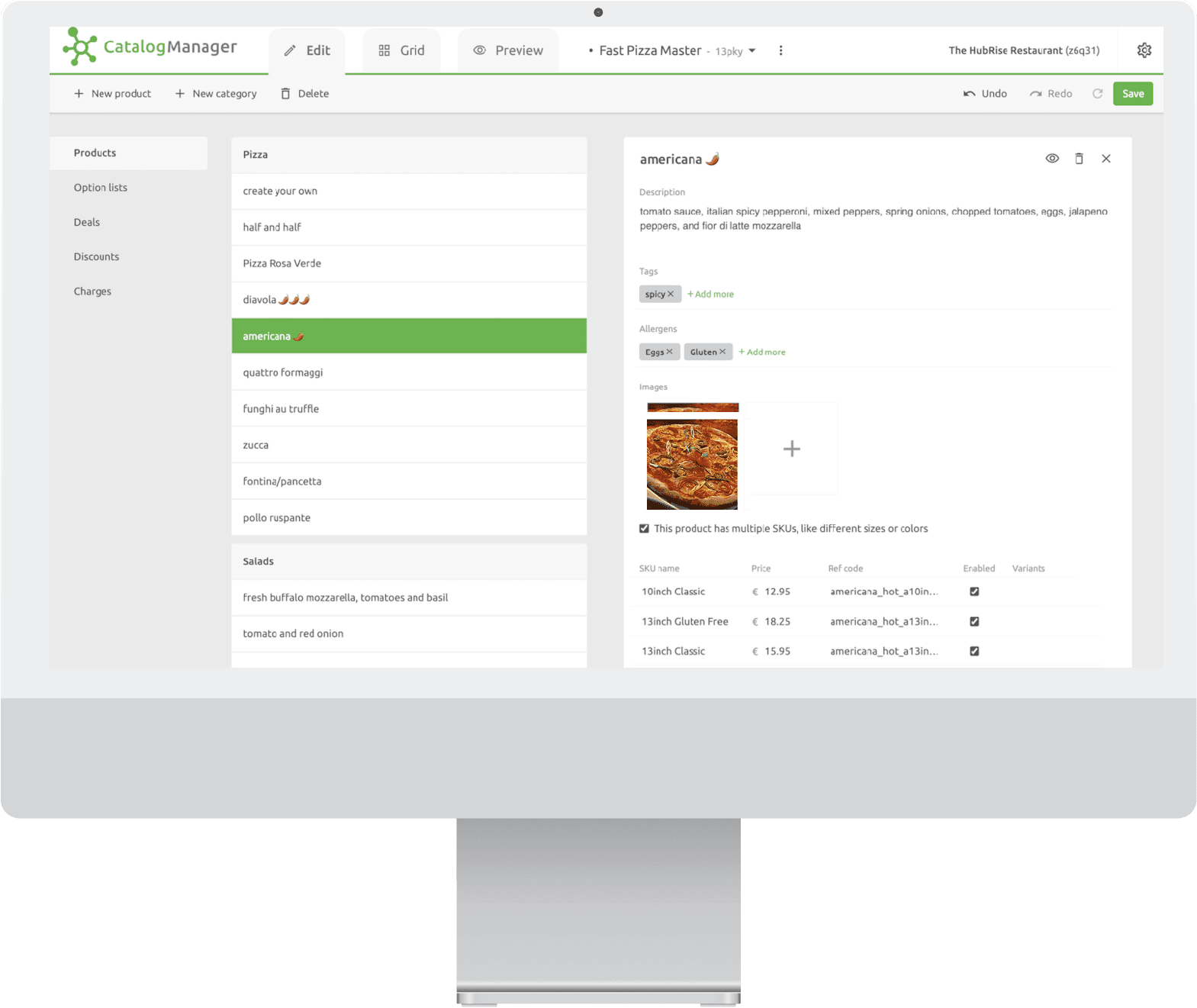 Create Products and Option Lists